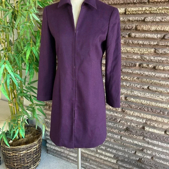 August Silk Plum Purple Wool Cashmere Blend Elegant Coat Size 2 - Picture 1 of 9